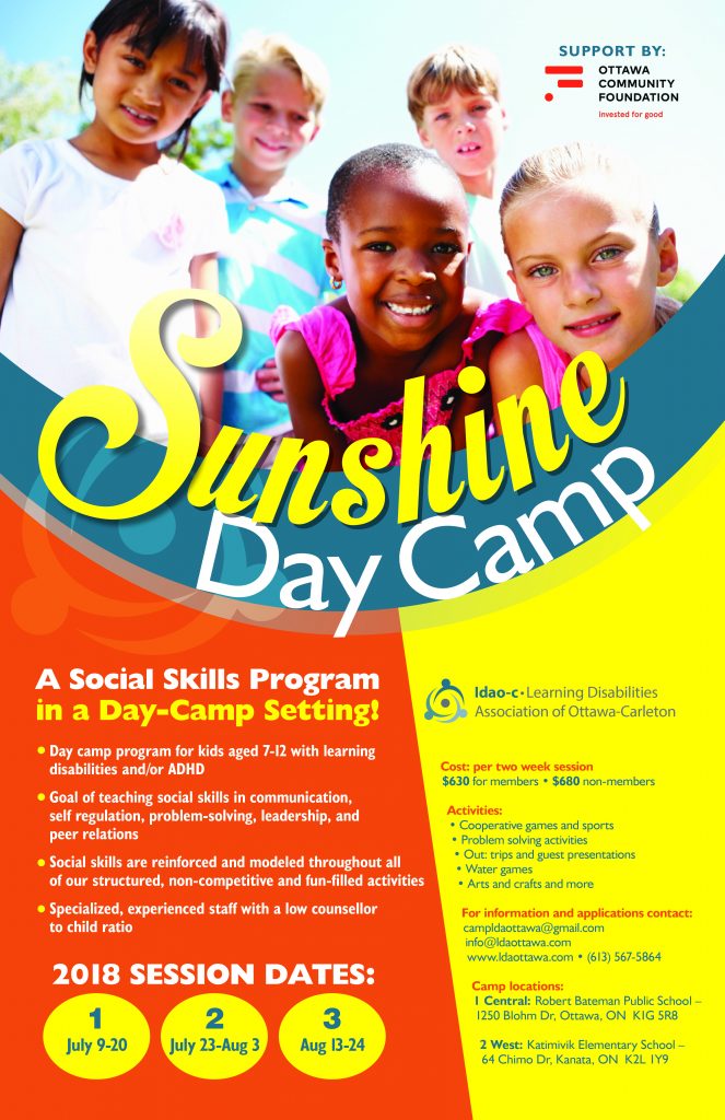 SunShine Summer Day Camp 2019 - LDAO-C Learning Disabilities ...